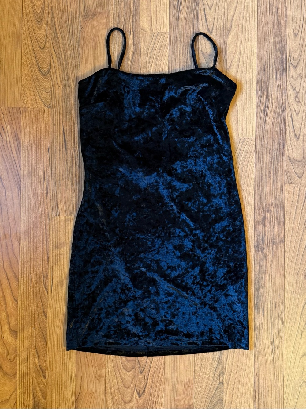 Classic Black Velvet Slip Dress with Spaghetti Straps